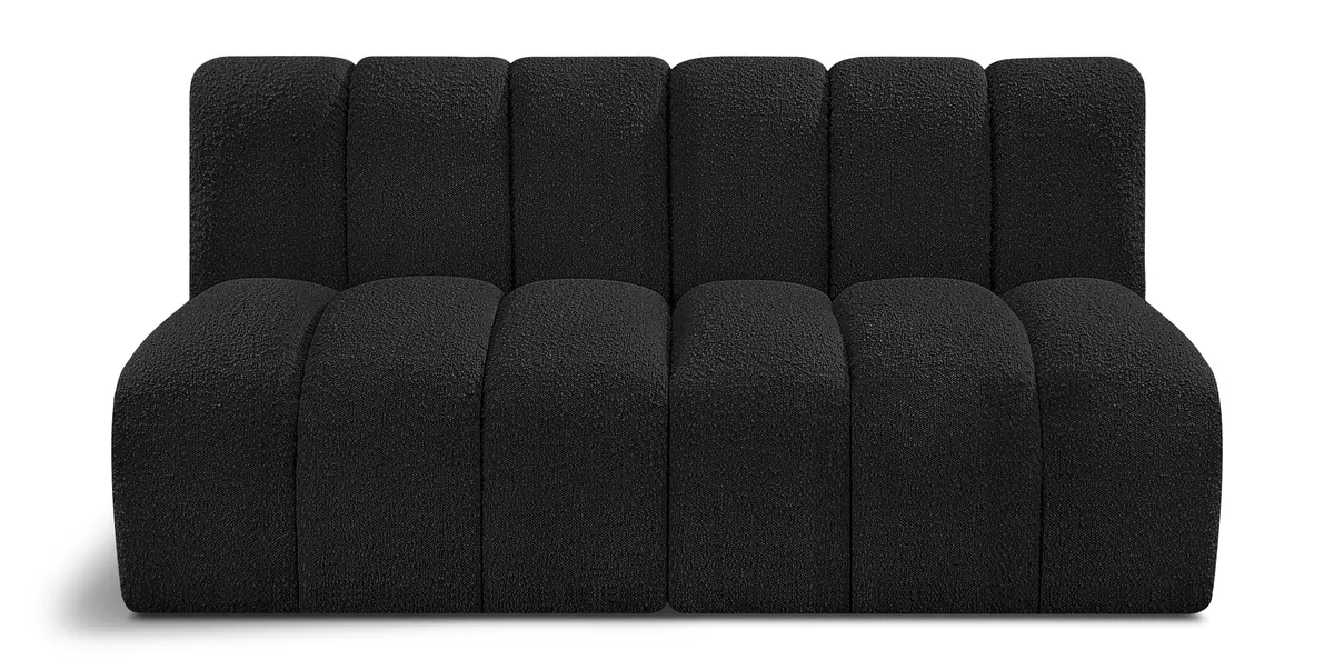 Arc - Boucle Fabric 2 Seats Modular Sofa - Black