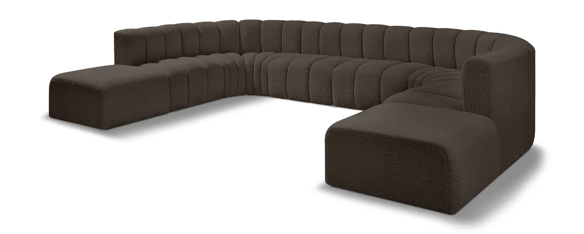 Arc - Boucle Fabric Modular Sectional - Brown