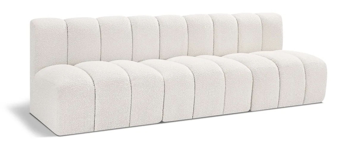 Arc - Boucle Fabric 3 Seats Modular Sofa - Cream