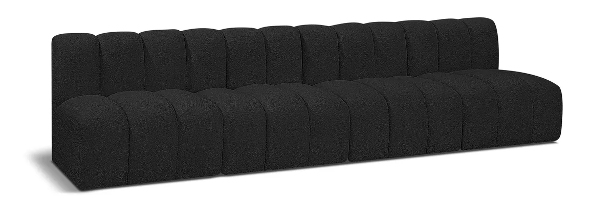 Arc - Boucle Fabric 4 Seats Modular Sofa - Black