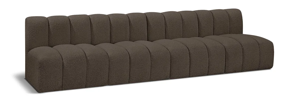 Arc - Boucle Fabric 4 Seats Modular Sofa - Brown