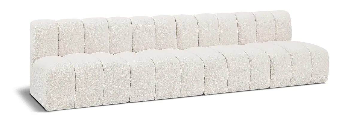 Arc - Boucle Fabric 4 Seats Modular Sofa - Cream