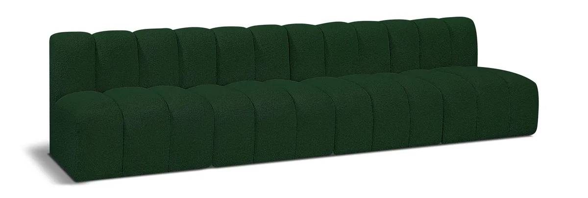 Arc - Boucle Fabric 4 Seats Modular Sofa - Green