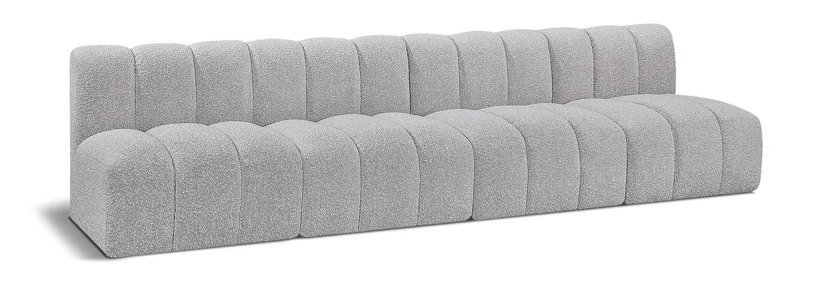 Arc - Boucle Fabric 4 Seats Modular Sofa - Gray
