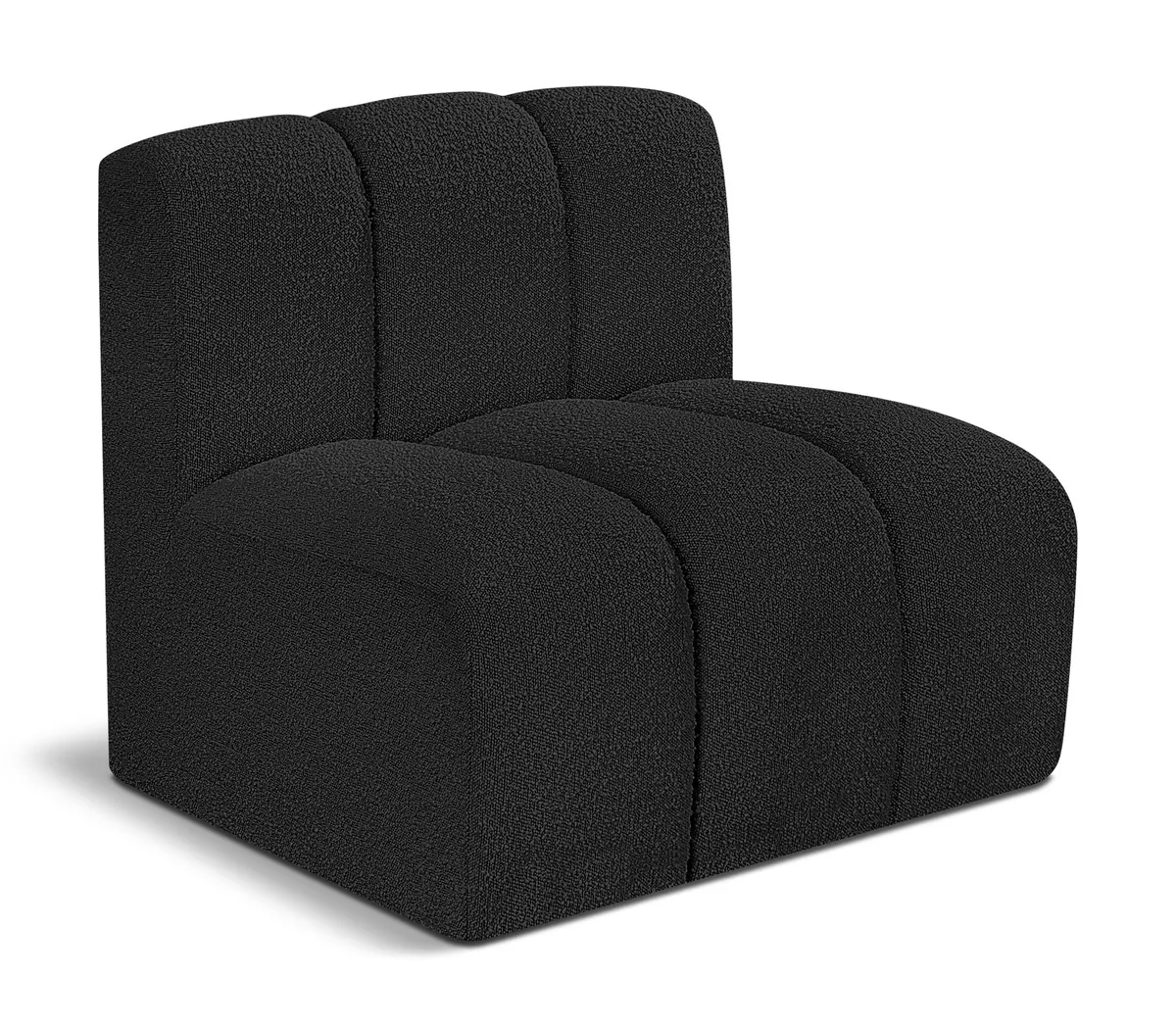 Arc - Boucle Fabric Straight Chair - Black