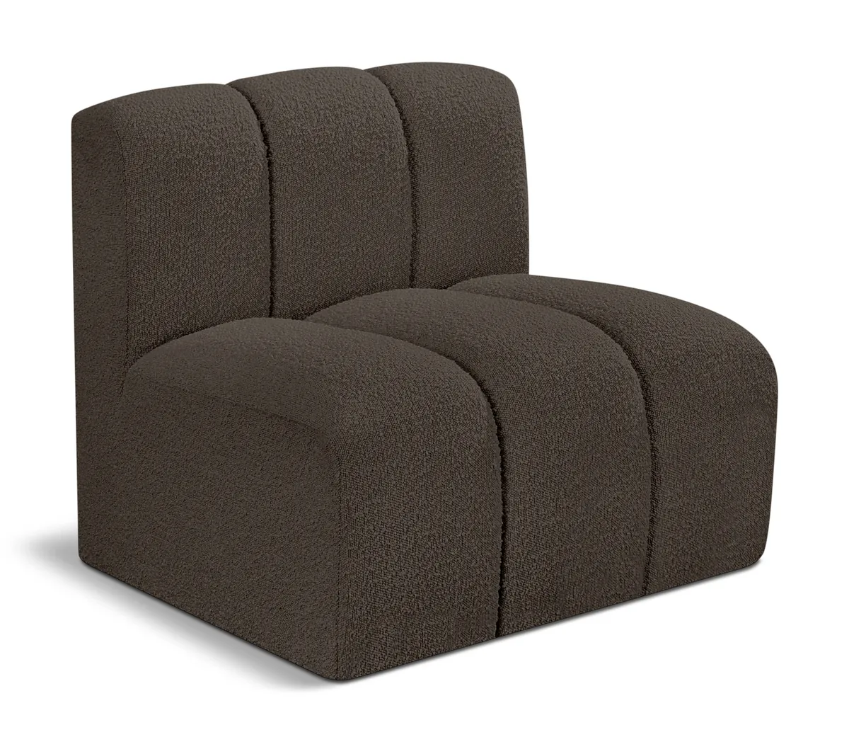 Arc - Boucle Fabric Straight Chair - Brown