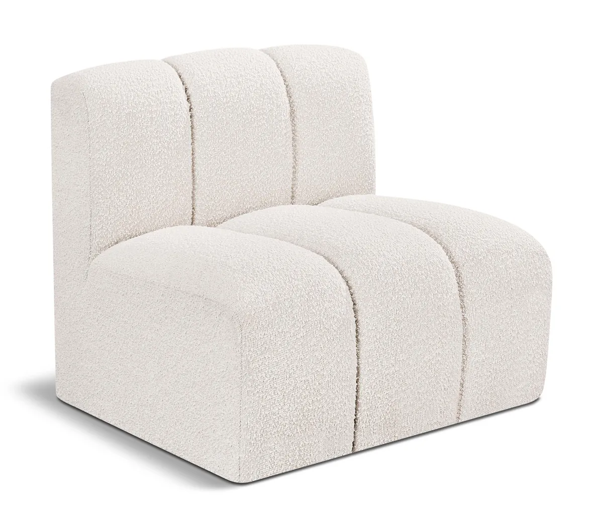 Arc - Boucle Fabric Straight Chair - Cream