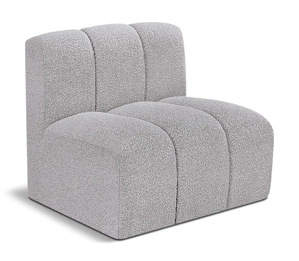 Arc - Boucle Fabric Straight Chair - Gray