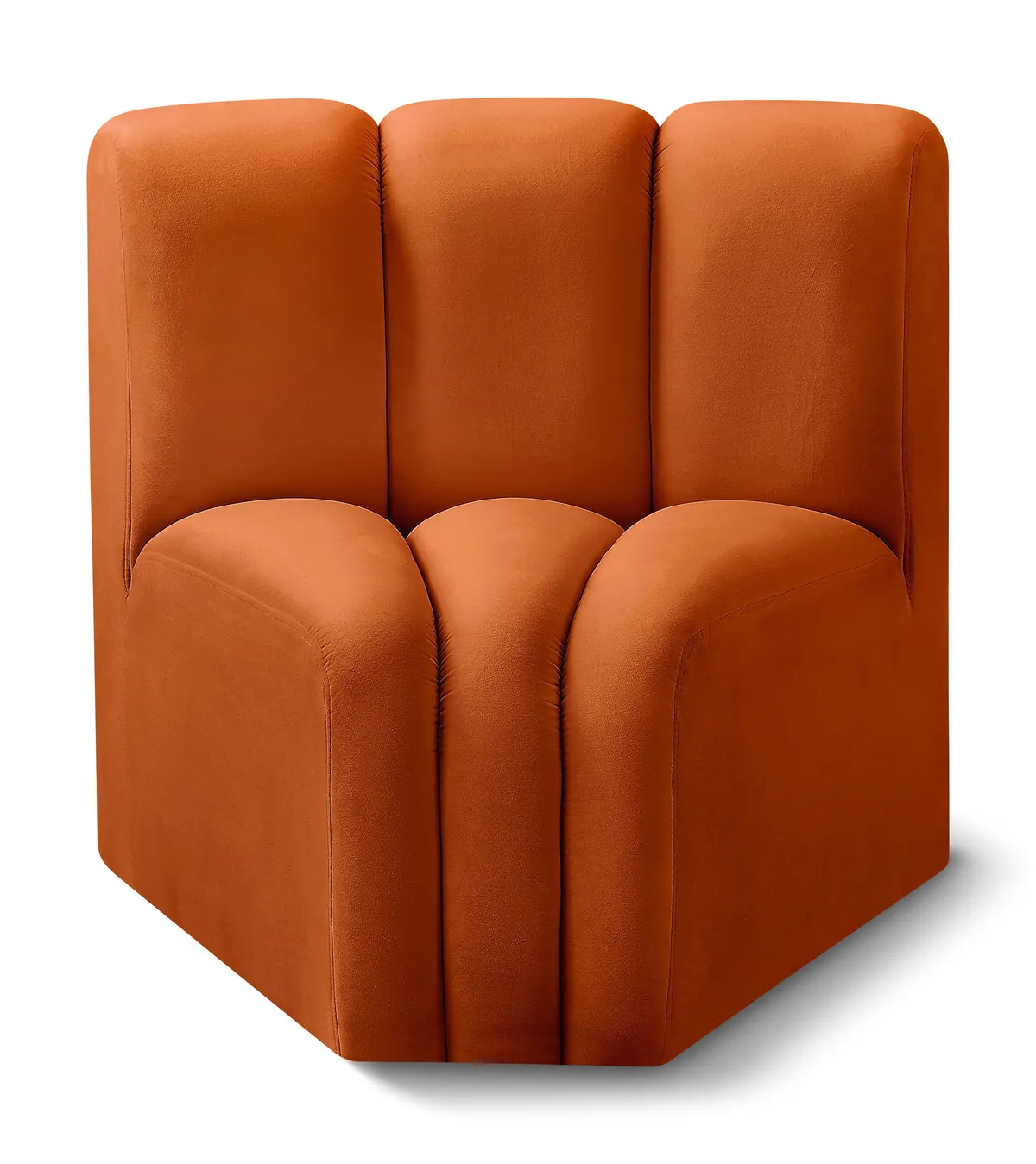 Arc - Velvet Curved Corner Chair - Cognac