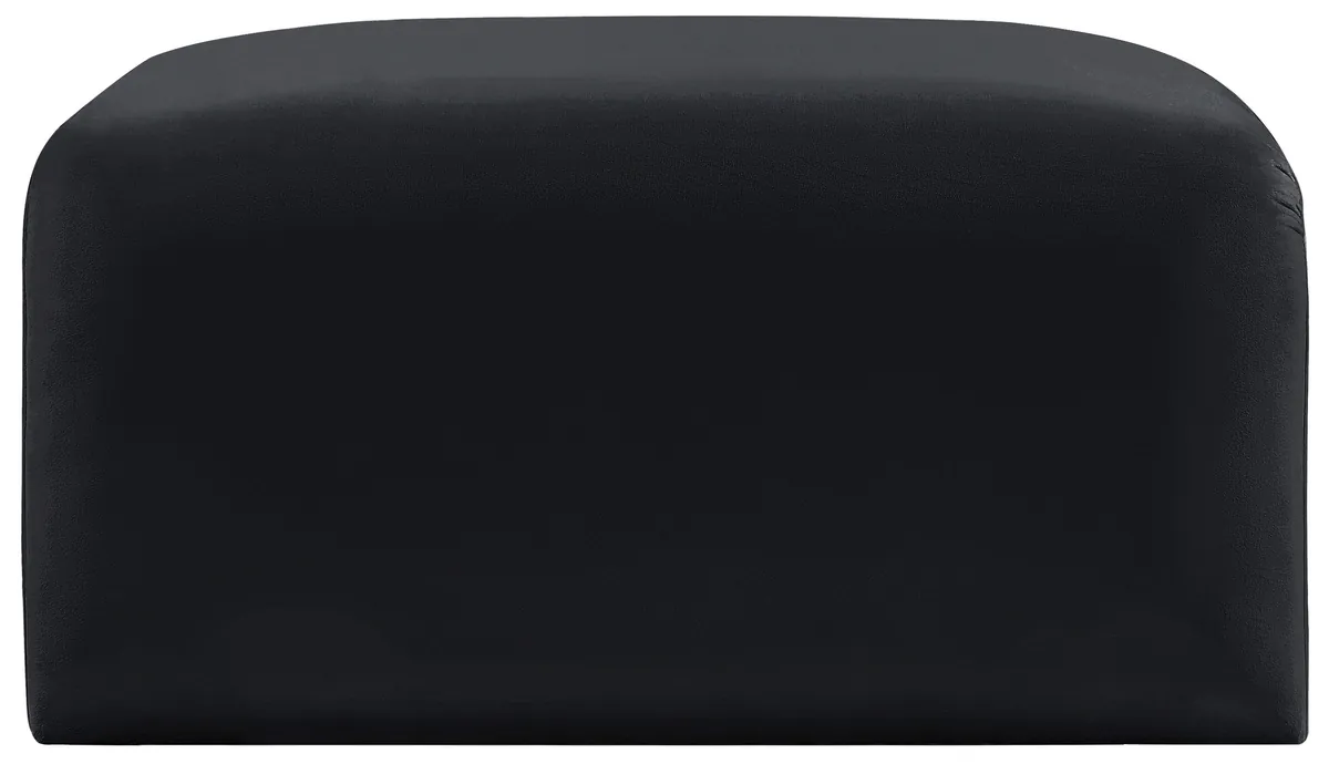 Arc - Velvet Ottoman - Black - View 2