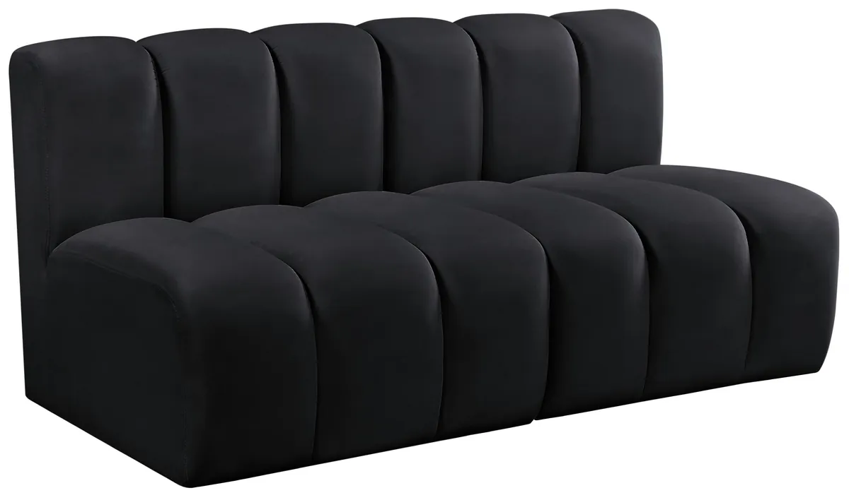 Arc - Velvet 2 Seats Modular Sofa - Black - View 2
