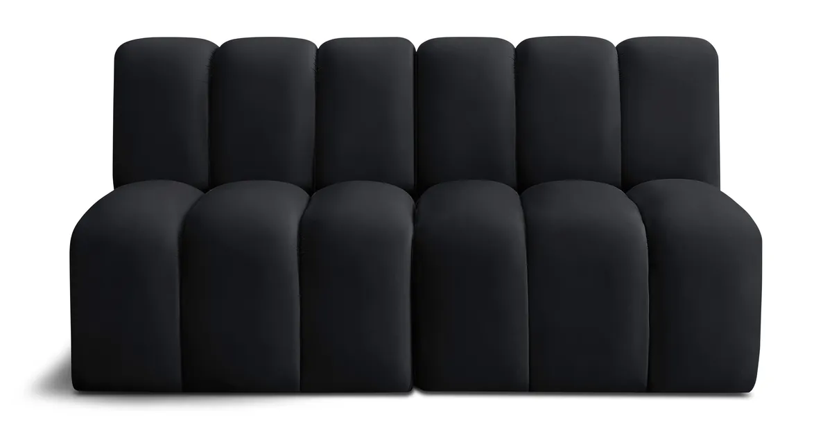 Arc - Velvet 2 Seats Modular Sofa - Black