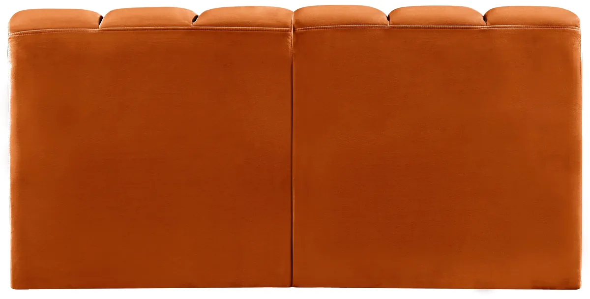 Arc - Velvet 2 Seats Modular Sofa - Cognac - View 2