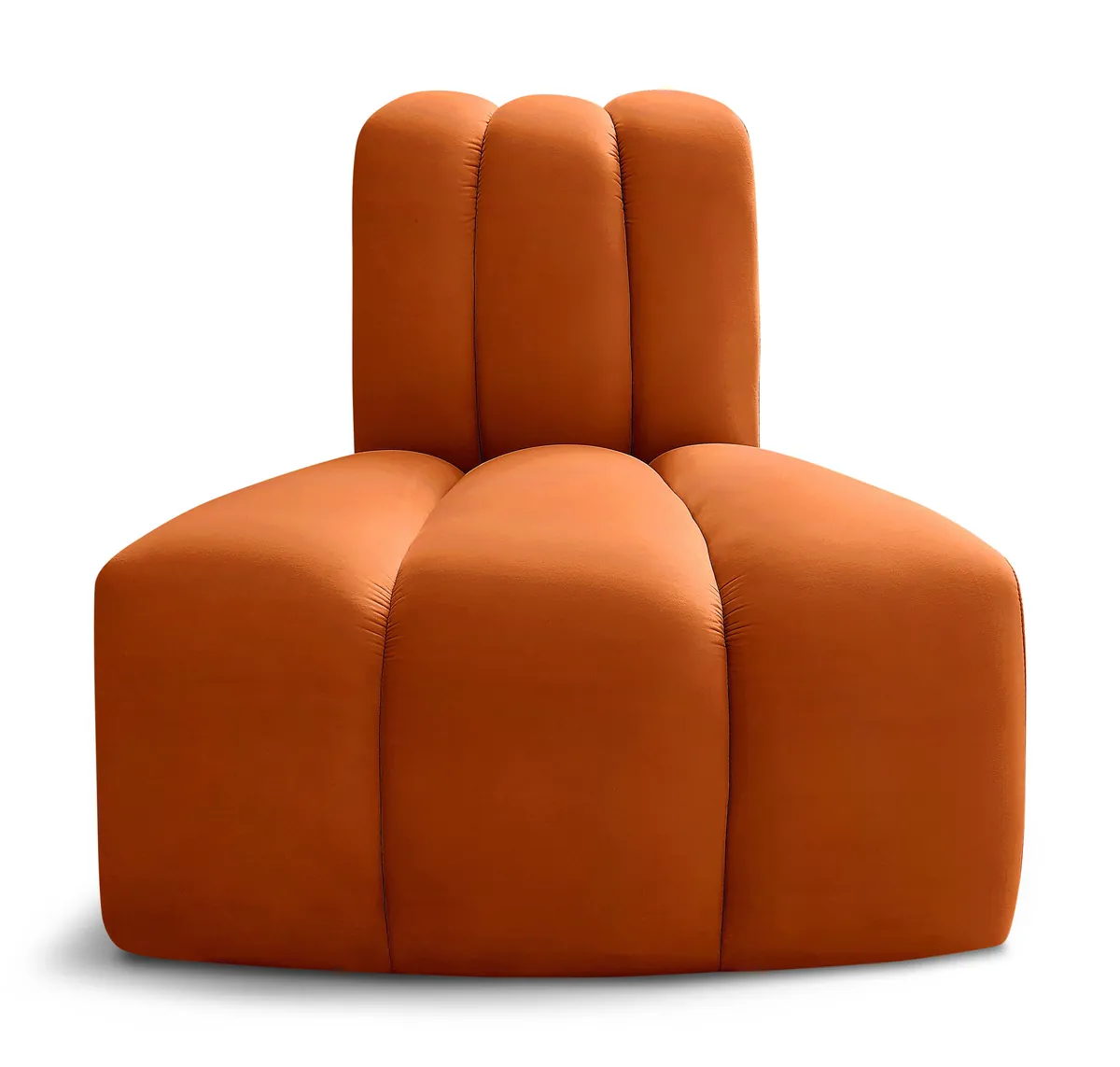 Arc - Velvet Reverse Corner Chair - Cognac