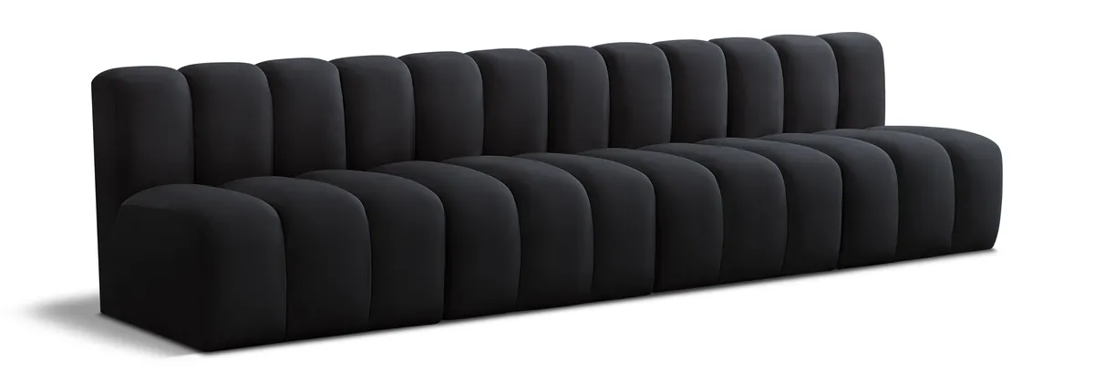 Arc - Velvet 4 Seats Modular Sofa - Black