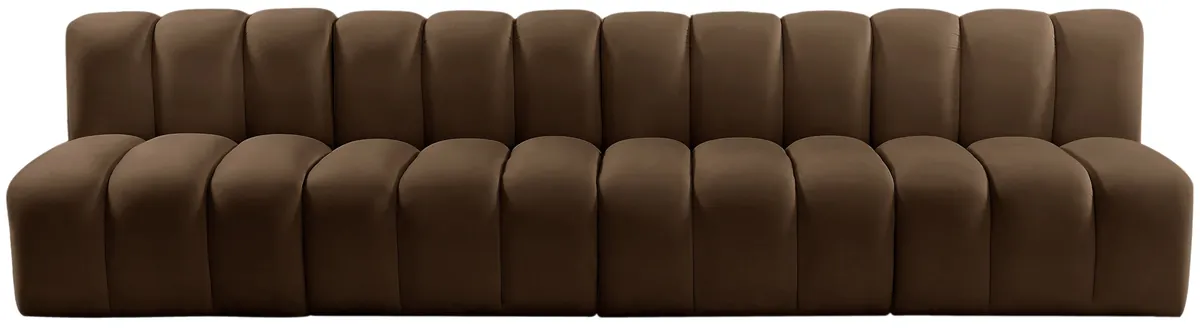 Arc - Velvet 4 Seats Modular Sofa - Dark Brown - View 2