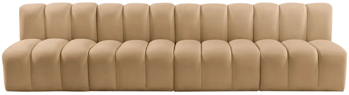 Arc - Velvet 4 Seats Modular Sofa - Light Brown - View 2