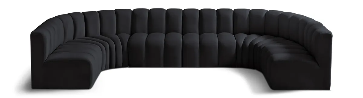 Arc - Velvet Modular U-Shaped Sectional - Black