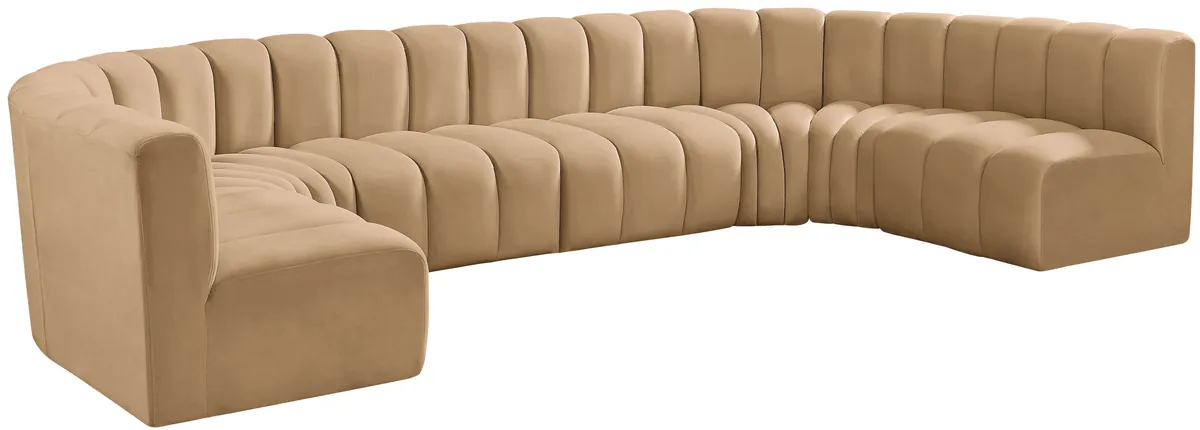 Arc - Velvet Modular U-Shaped Sectional - Camel - View 2