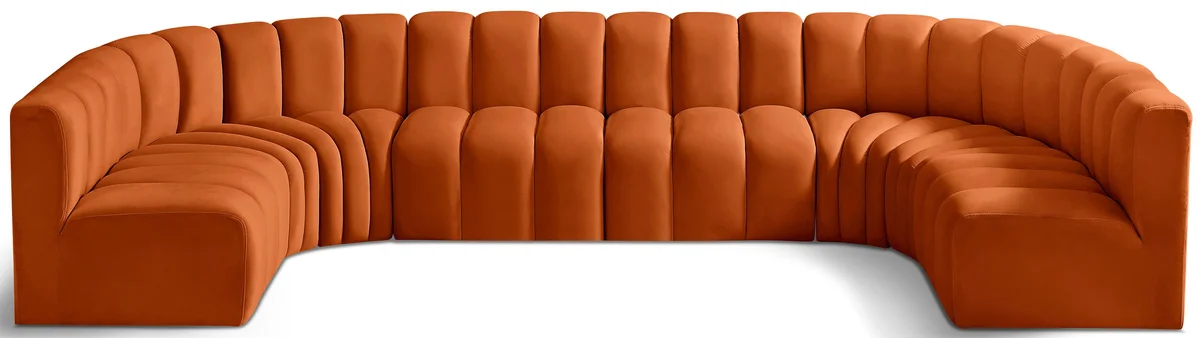 Arc - Velvet Modular U-Shaped Sectional - Cognac