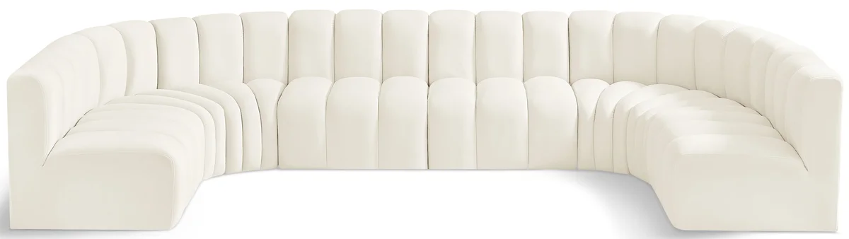 Arc - Velvet Modular U-Shaped Sectional - Cream