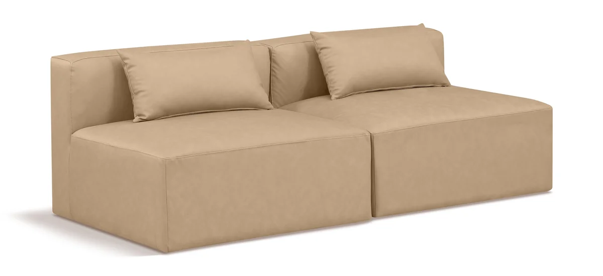 Cube - Modular 2 Seat Armless Sofa - Tan