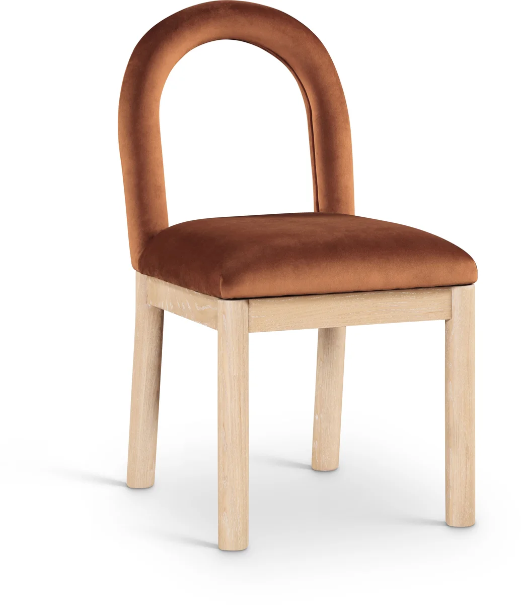 Conrad - Velvet Dining Chair With Natural Legs - Cognac