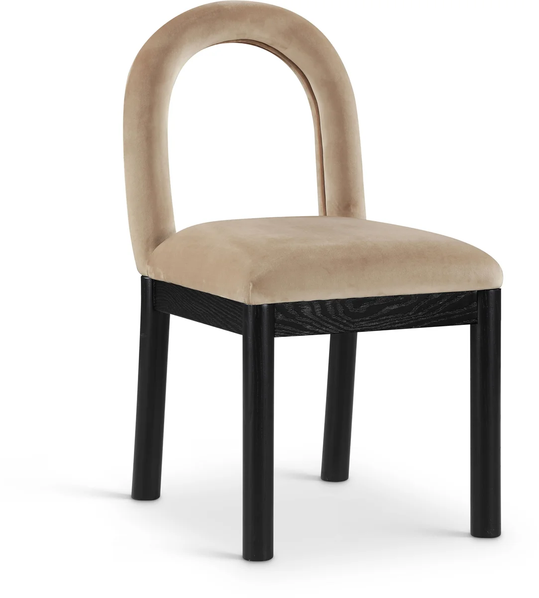 Conrad - Velvet Dining Chair With Black Legs - Beige