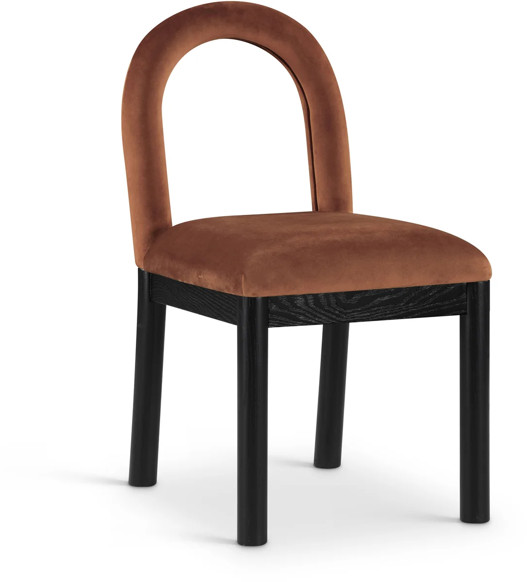 Conrad - Velvet Dining Chair With Black Legs - Cognac