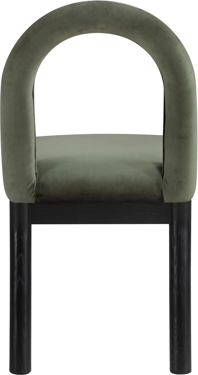 Conrad - Velvet Dining Chair With Black Legs - Green - View 2
