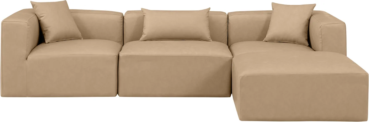 Cube - 4 Piece Modular Sectional With Chaise - Tan - View 2