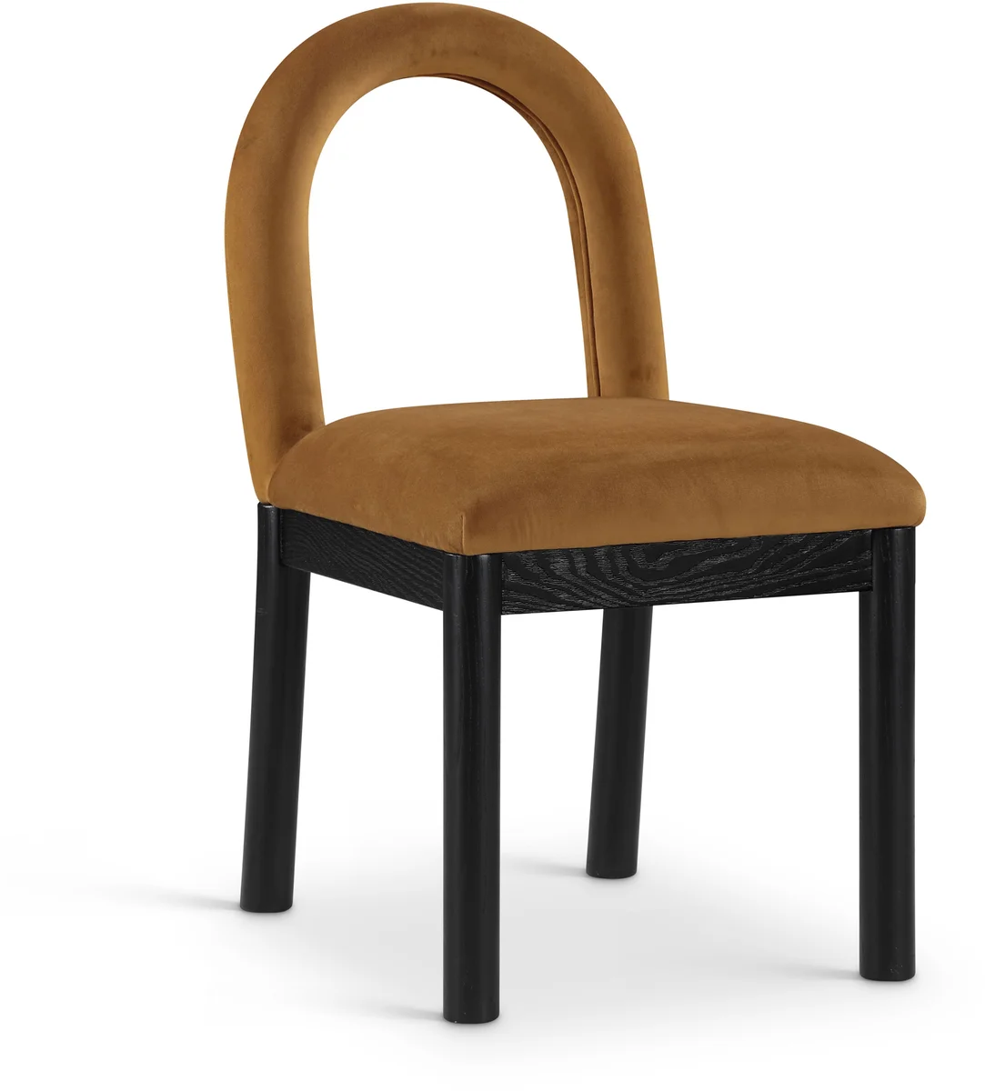 Conrad - Velvet Dining Chair With Black Legs - Saddle