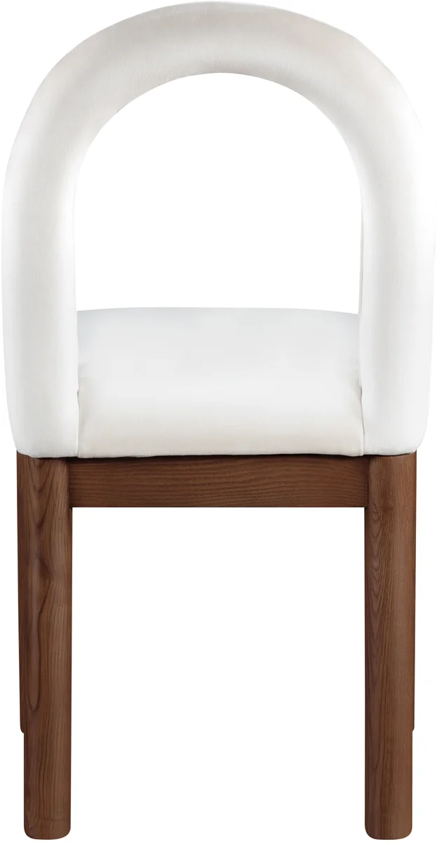 Conrad - Velvet Dining Chair With Brown Legs - White - View 2