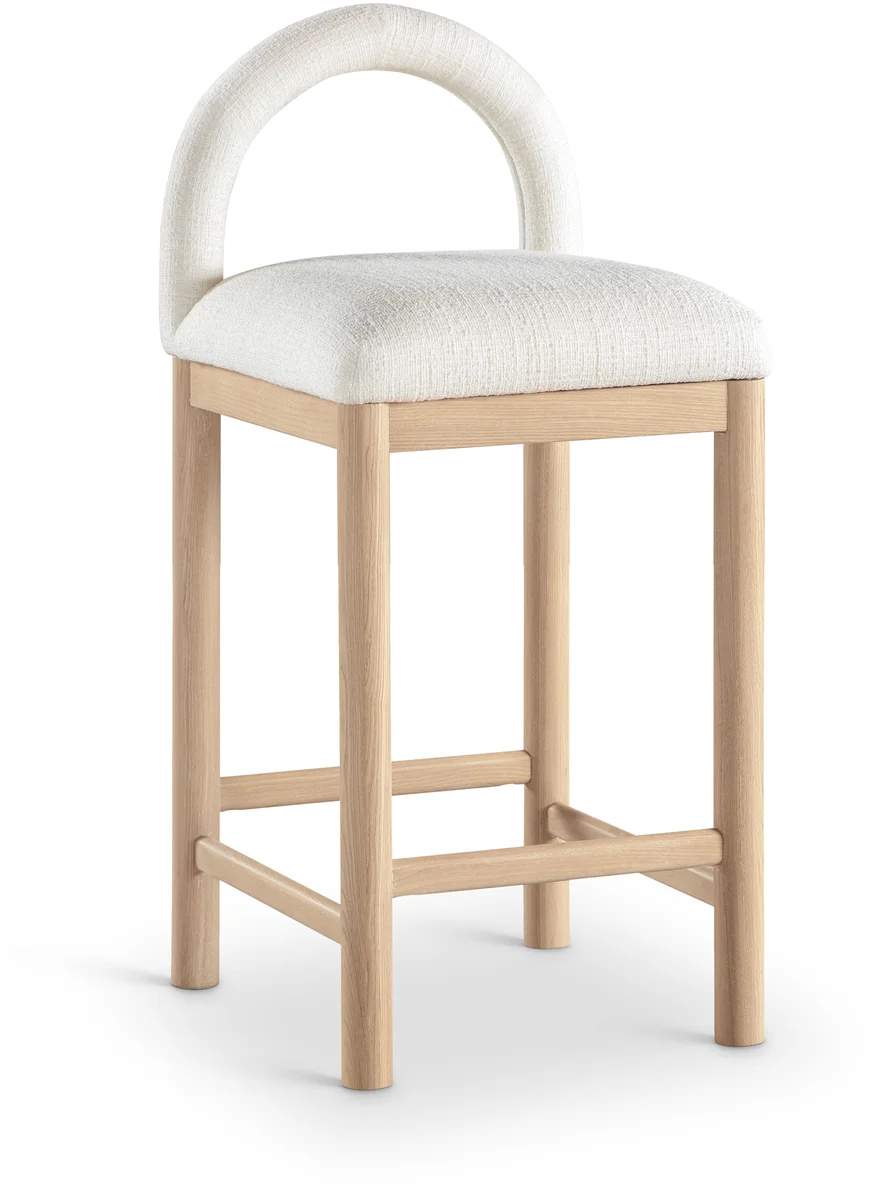 Conrad - Linen Counter Stool With Natural Legs - Cream