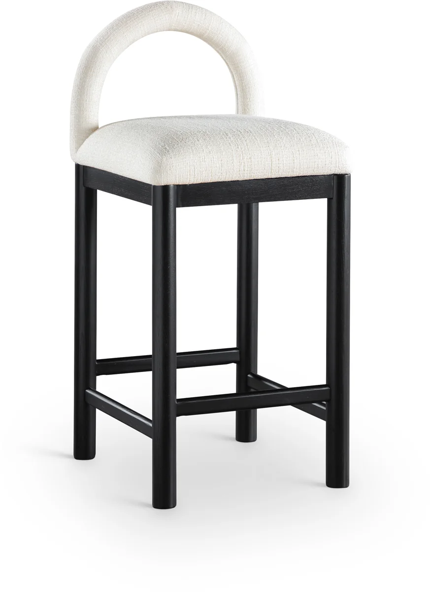 Conrad - Linen Counter Stool With Black Legs - Cream