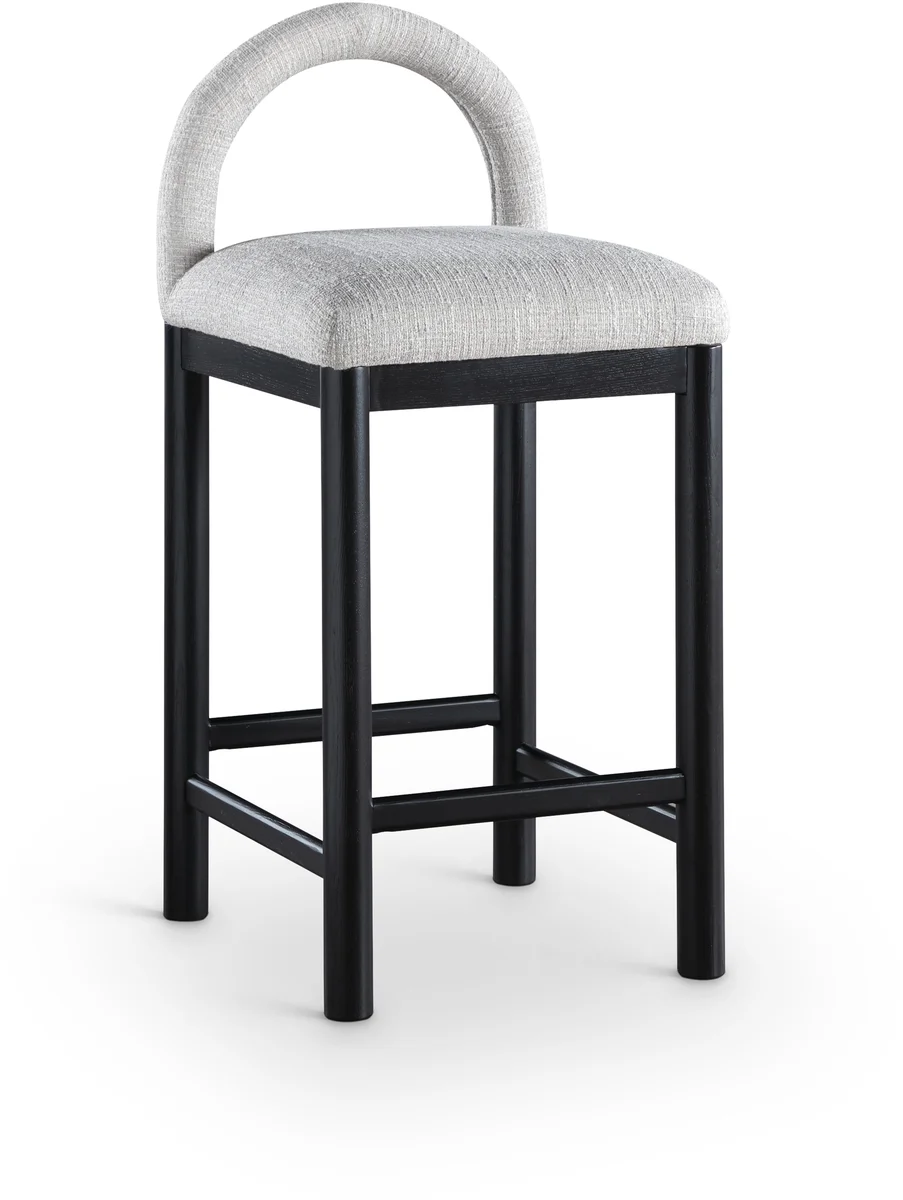 Conrad - Linen Counter Stool With Black Legs - Gray