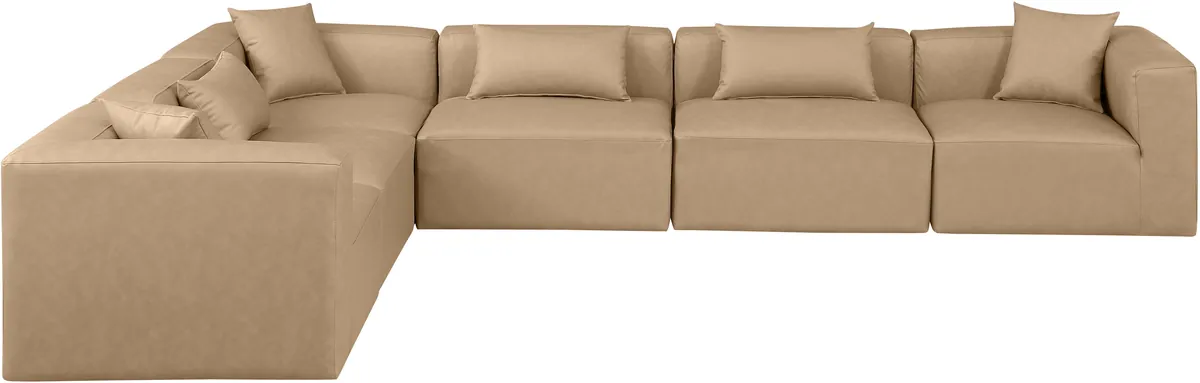 Cube - 6 Piece Modular Corner Sectional - Tan - View 2