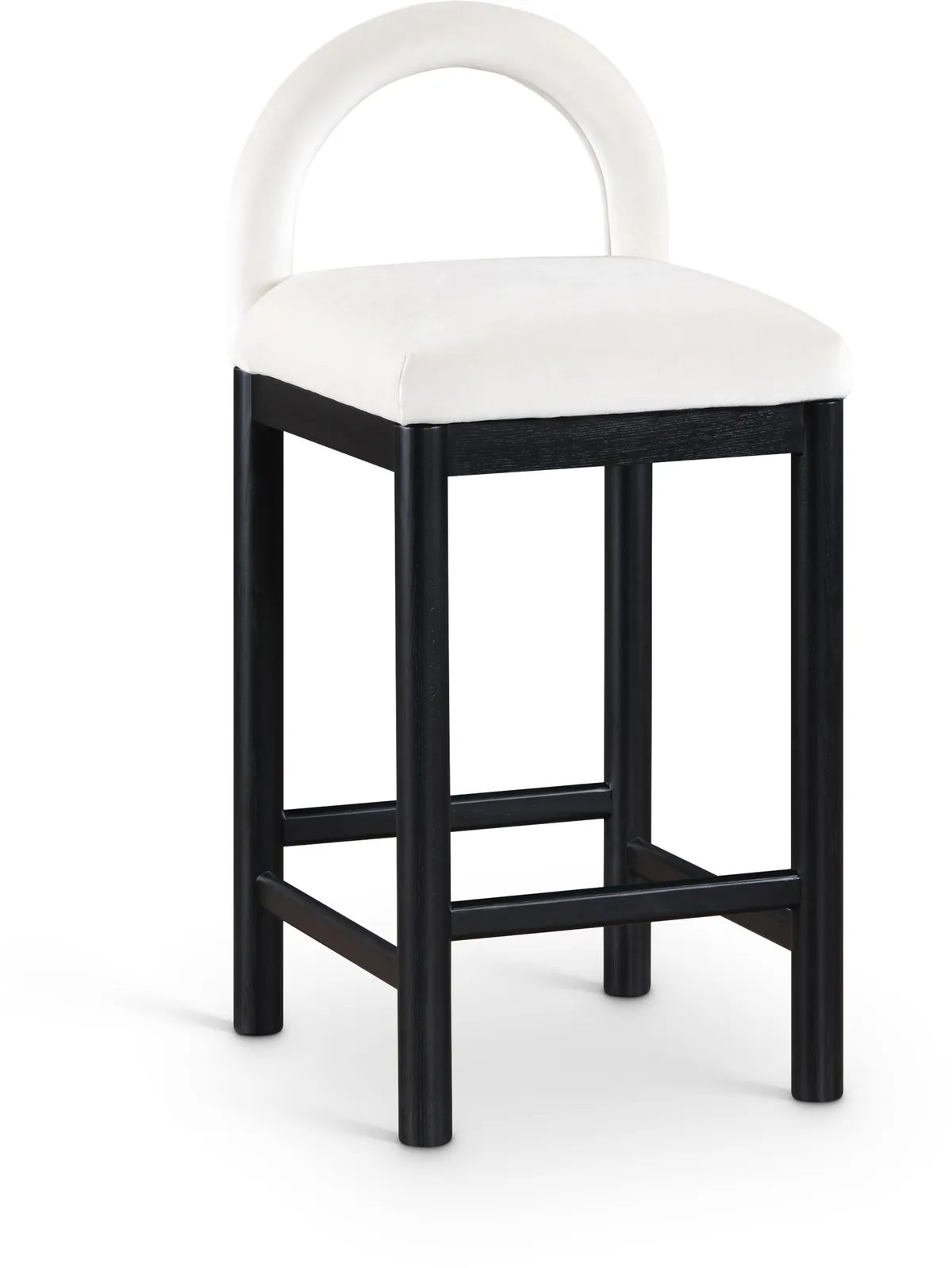Conrad - Velvet Counter Stool With Black Legs - Cream