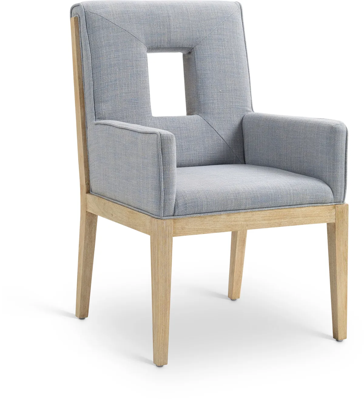 Gwendolyn - Dining Arm Chair With Natural Frame - Light Blue