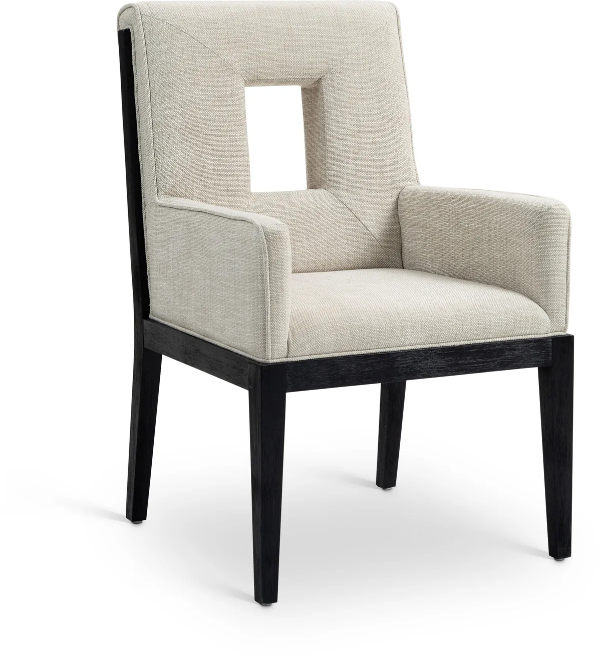 Gwendolyn - Dining Arm Chair With Black Frame - Cream