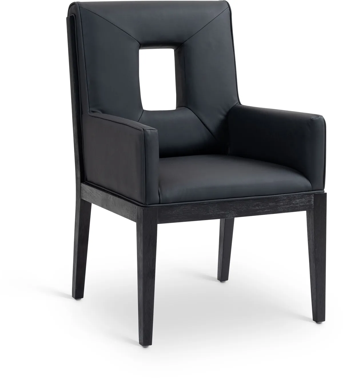 Gwendolyn - Faux Leather Dining Arm Chair With Black Frame - Black
