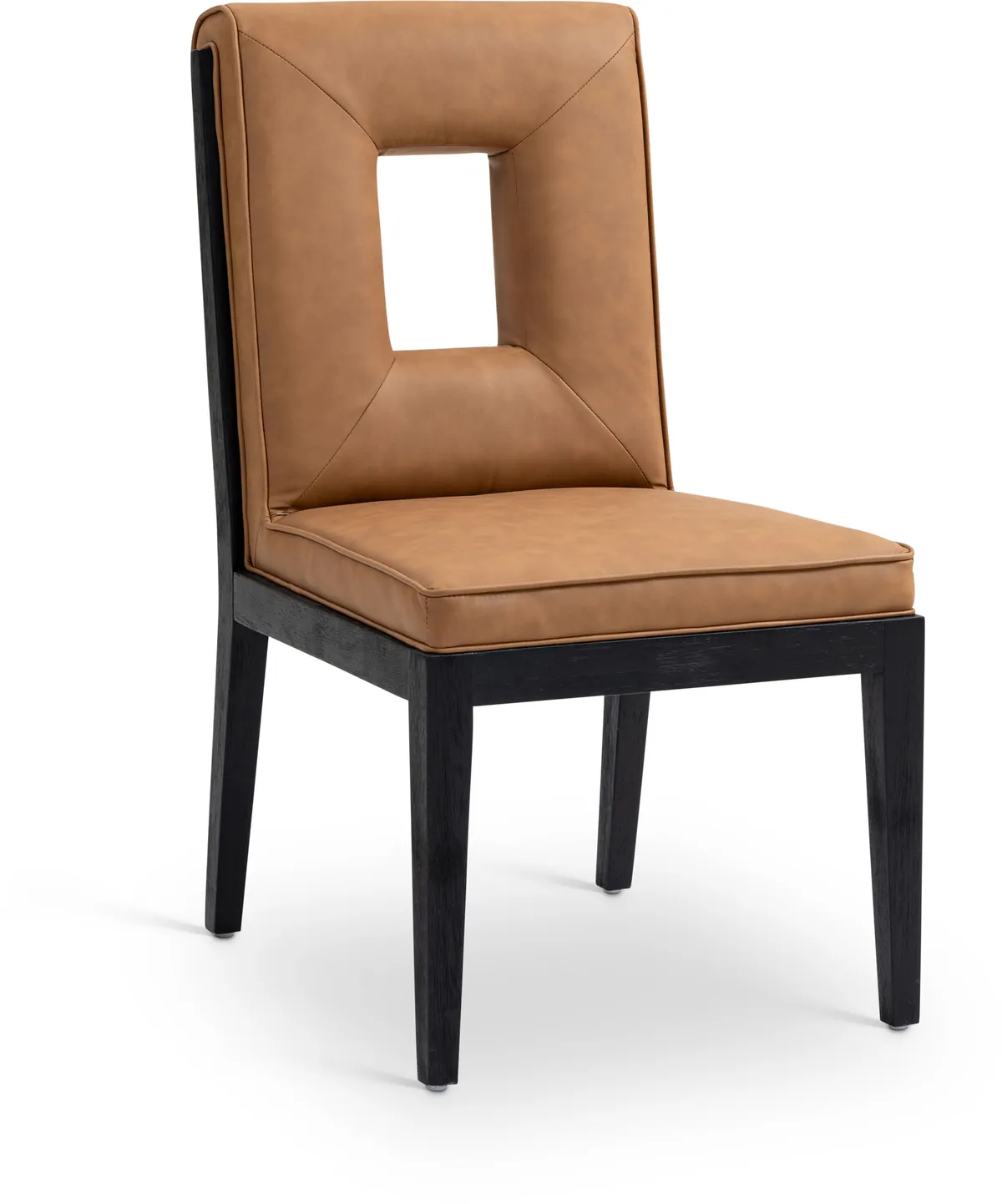 Gwendolyn - Faux Leather Dining Side Chair With Black Frame (Set of 2) - Cognac