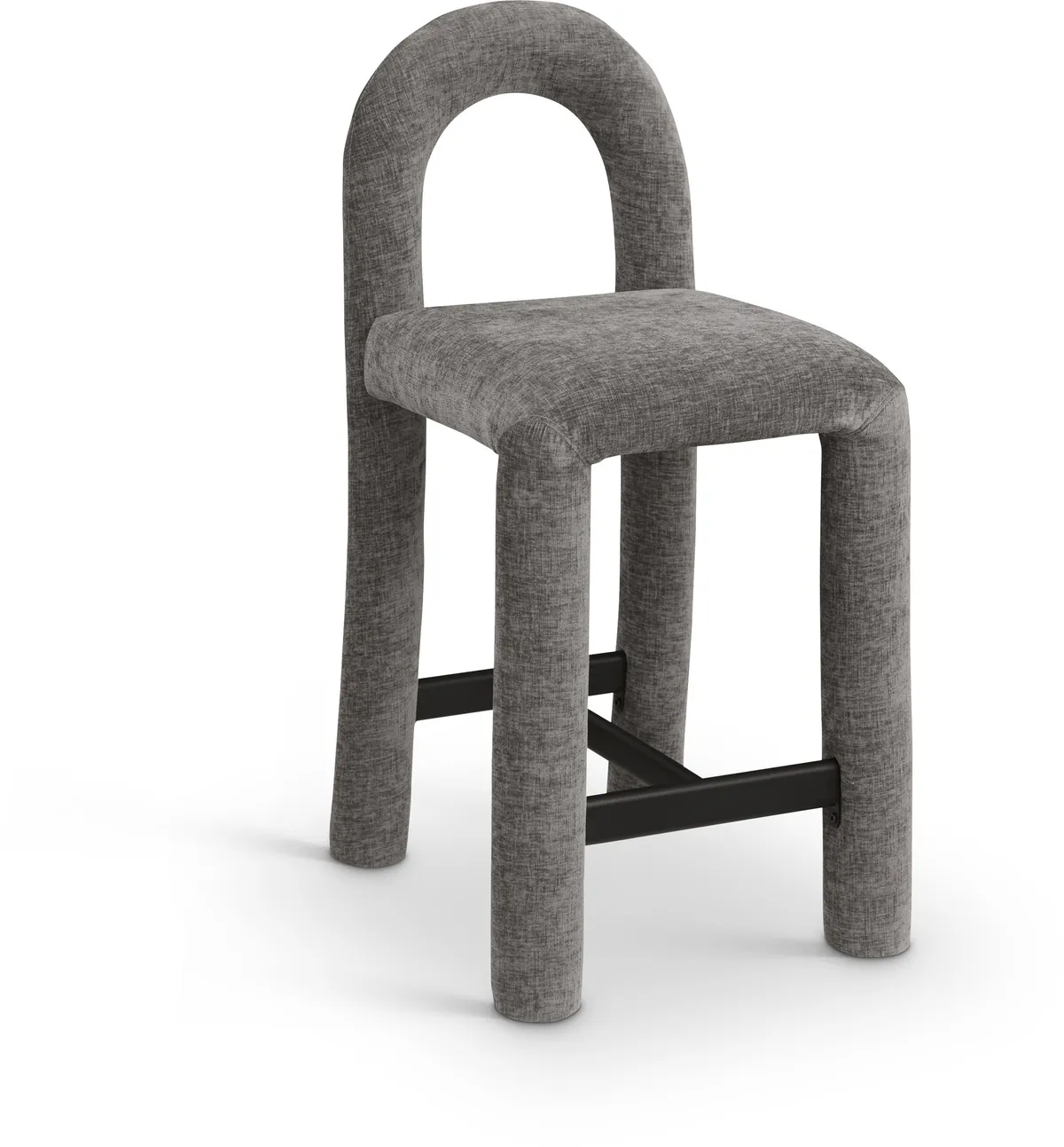 Amari - Chenille Fabric Stool - Gray