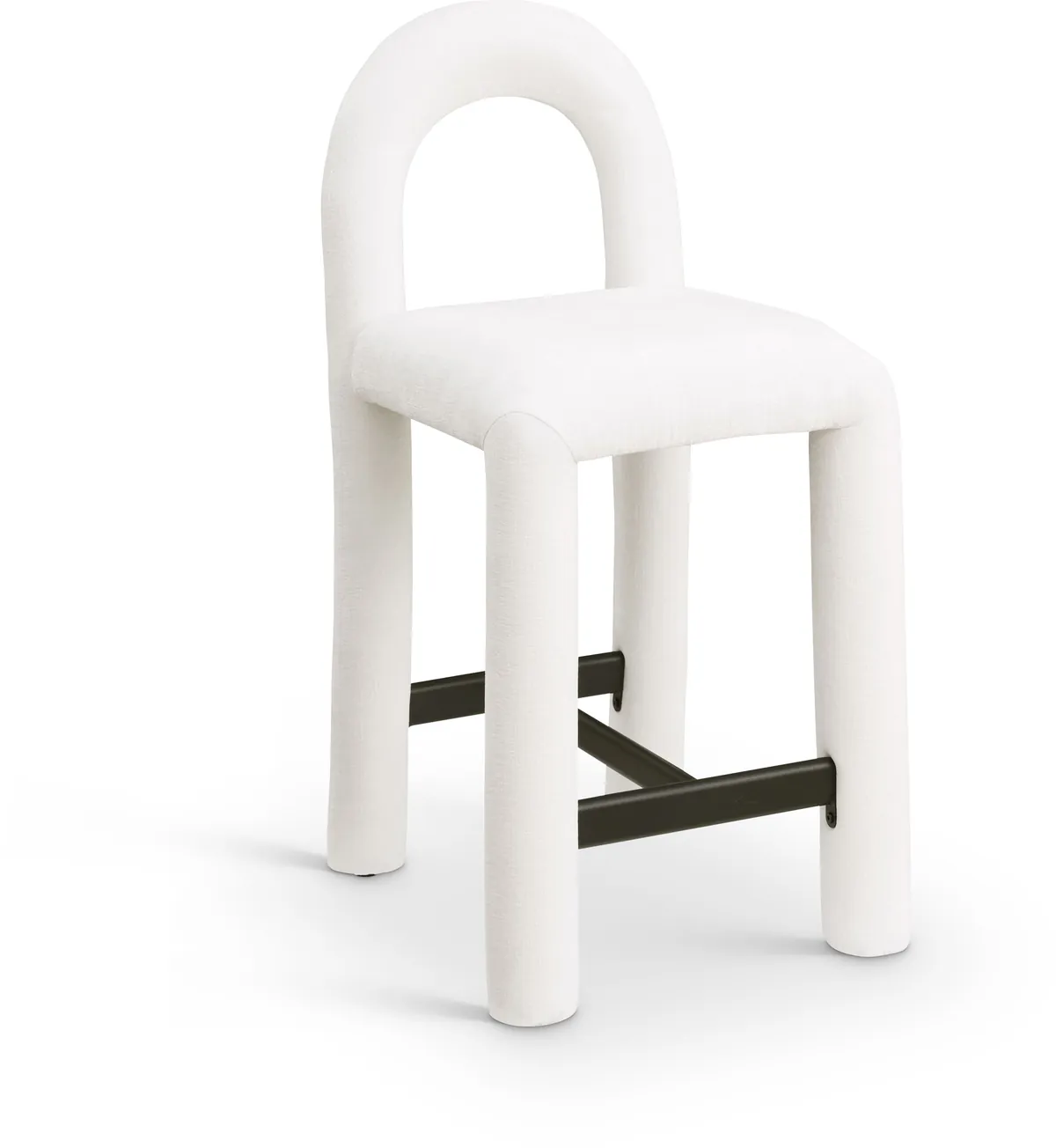 Amari - Chenille Fabric Stool - Cream