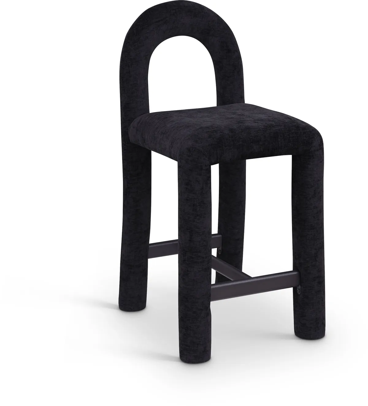 Amari - Chenille Fabric Stool - Black
