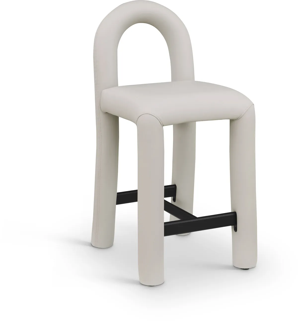 Amari - Faux Leather Stool - Taupe
