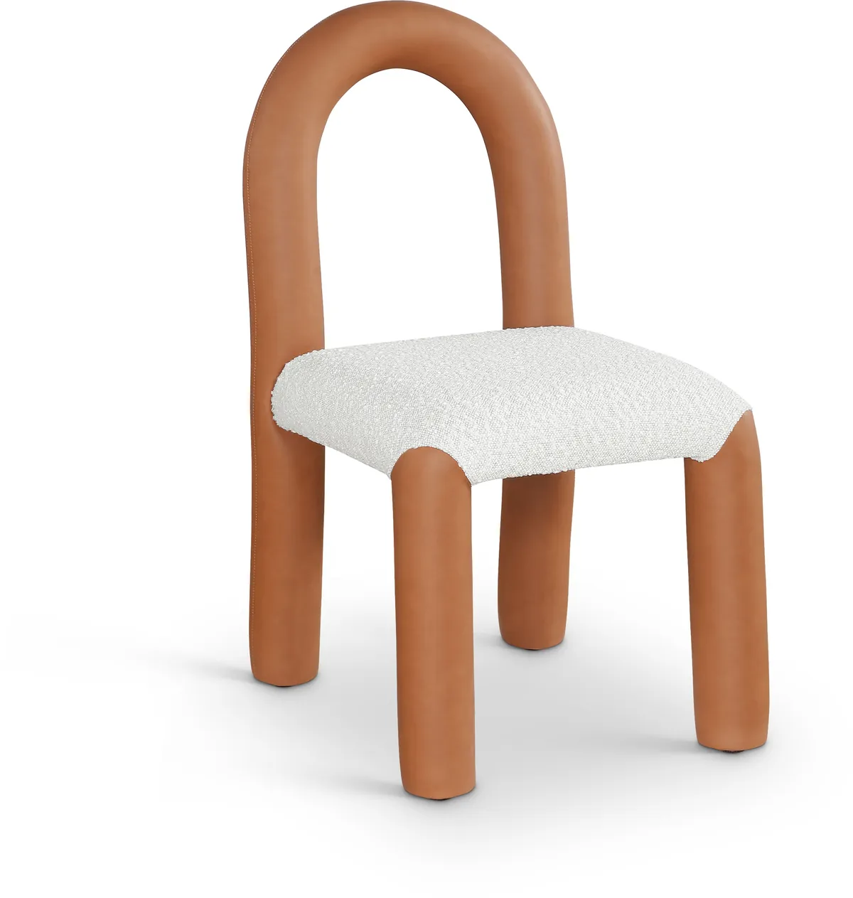 Amari - Vegan Leather and Boucle Fabric Dining Chair (Set of 2) - Cognac