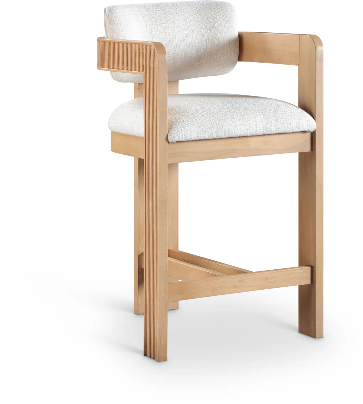Sacha - Linen Stool With Natural Base - Cream