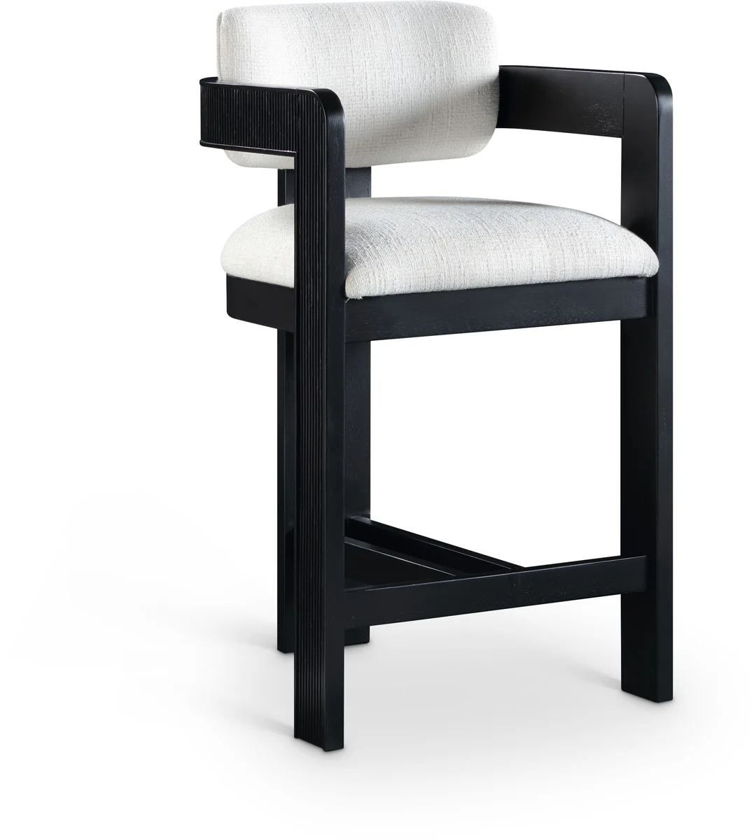 Sacha - Linen Stool With Black Base - Cream