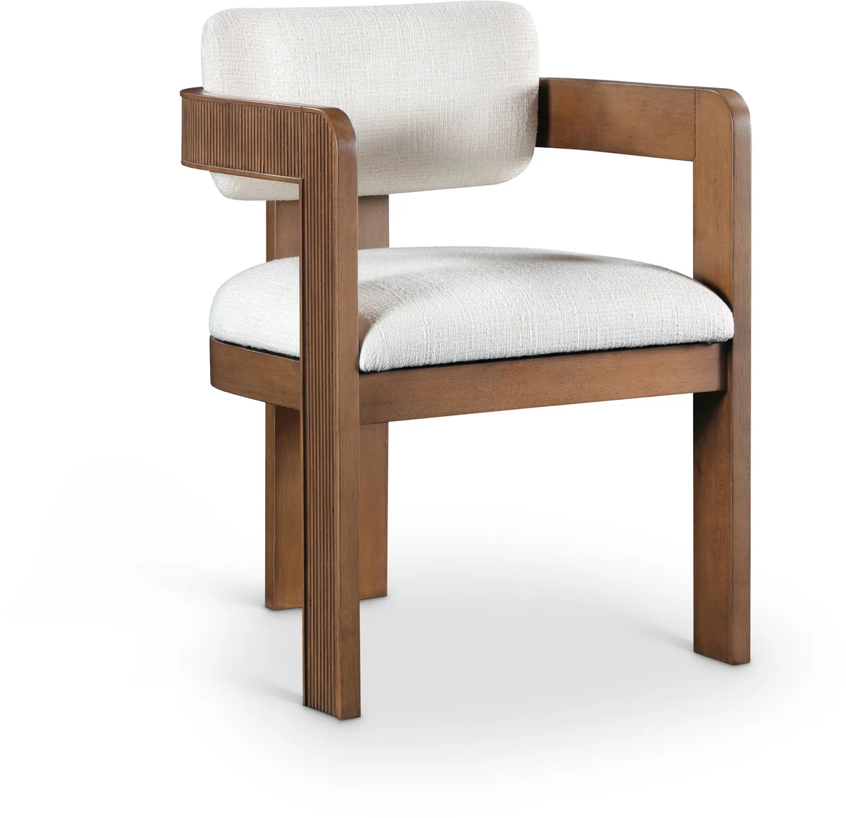 Sacha - Linen Dining Chair With Brown Base (Set of 2) - Cream
